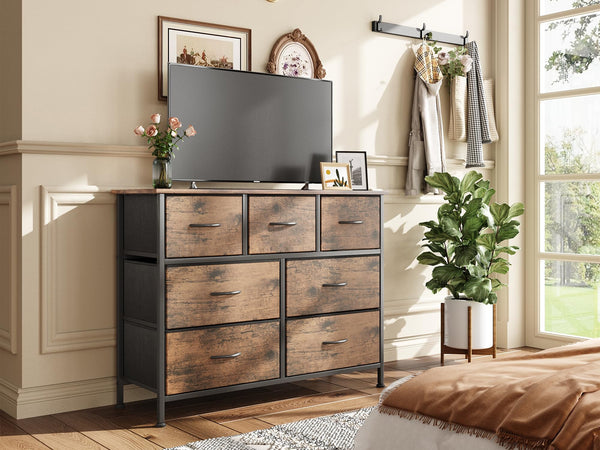 Madilyn 7 Drawers Lowboy - Rustic Brown