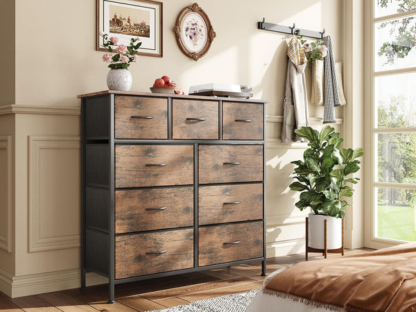 Madilyn 9 Drawers Tallboy - Rustic Brown