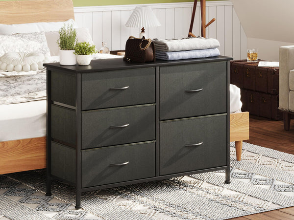 Hailey 5 Drawers Lowboy - Black