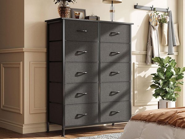 Natalia 10 Drawers Tallboy - Dark Grey