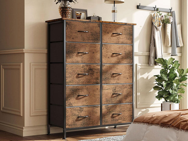 Natalia 10 Drawers Tallboy - Rustic Brown