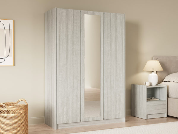 Ashton 3 Door Wardrobe with Mirror - Grey Oak