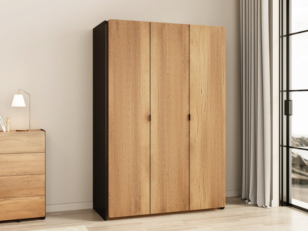 Dorian 3 Door Wardrobe - Walnut + Black