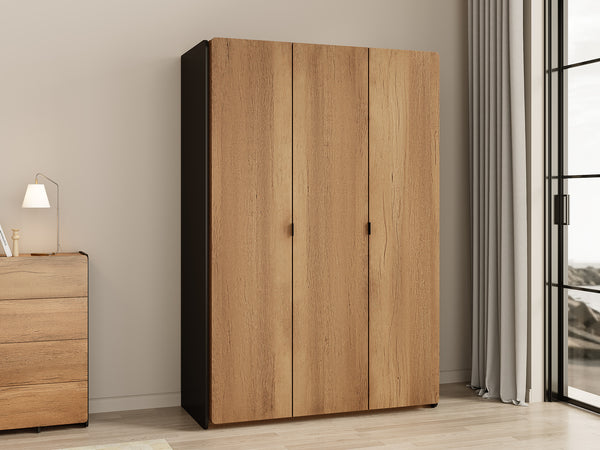 Dorian 3 Door Wardrobe - Walnut + Black