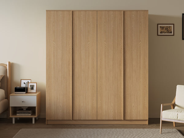 Benny 4 Door Wardrobe - Light Teak