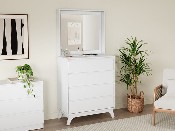 Mason 4 Drawers Dresser with Mirror - White