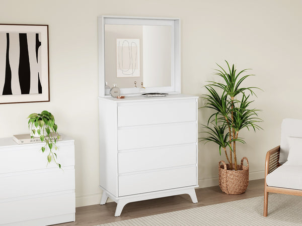 Mason 4 Drawers Dresser with Mirror - White
