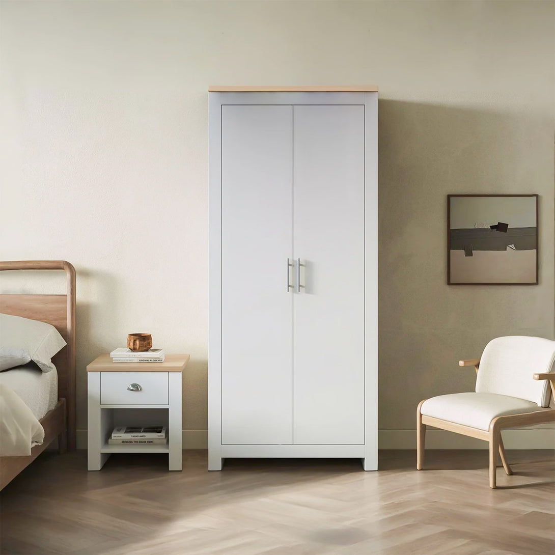 Tegan 2 Door Wardrobe - Light Teak + White