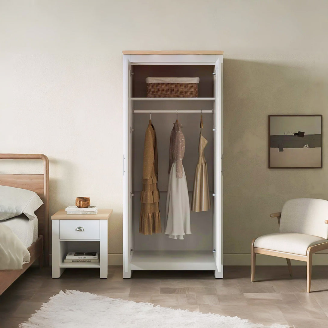 Tegan 2 Door Wardrobe - Light Teak + White