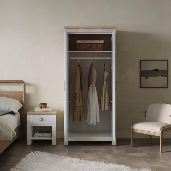 Tegan 2 Door Wardrobe - Light Teak + White