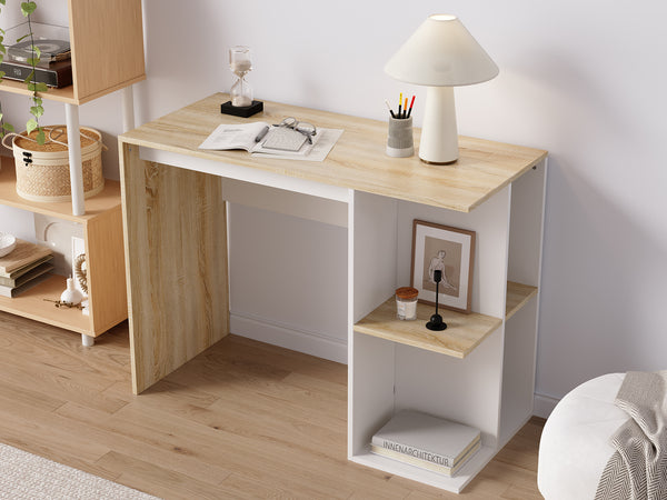 Brian 100cm Computer Desk - Oak + White