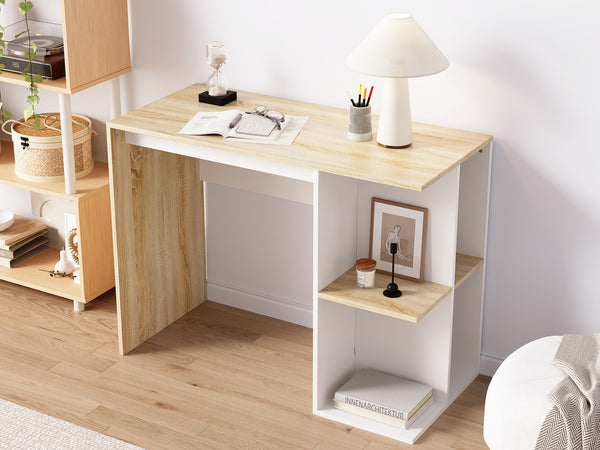 Brian 100cm Computer Desk - Oak + White