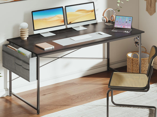Cayden 160cm Computer Desk with Storage Bag - Black