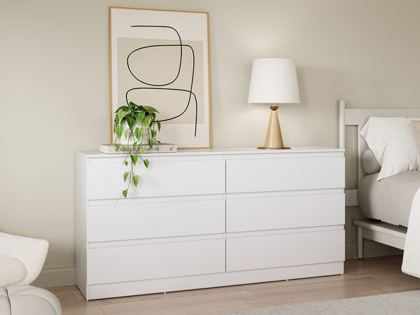 Hollis 6 Drawers Low Boy - White