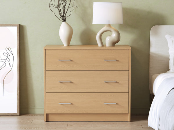 Nikola 3 Drawers Tallboy - Maple