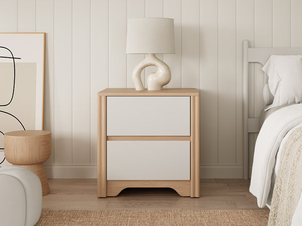 Harlee Bedside Table - Oak + White