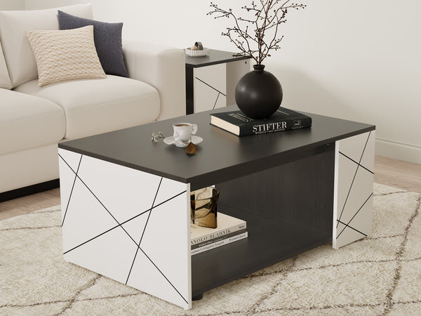 Dustin Coffee Table - Oak Grey + White