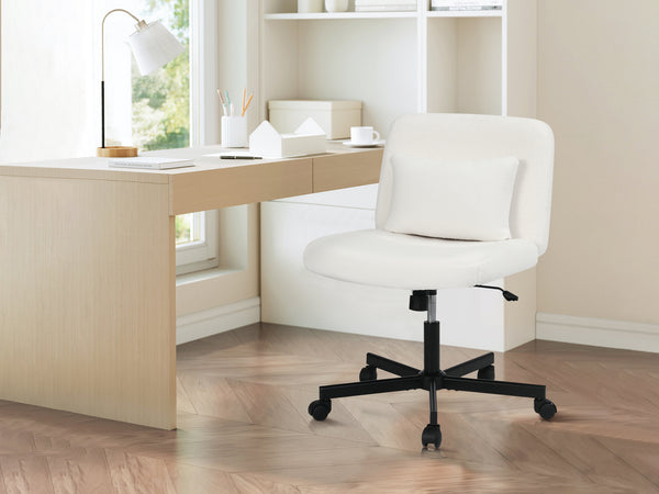 Aiden Swivel Office Chair with Lumbar Cushion - White