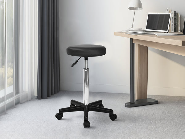 Rae Office Stool with PU Leather - Black