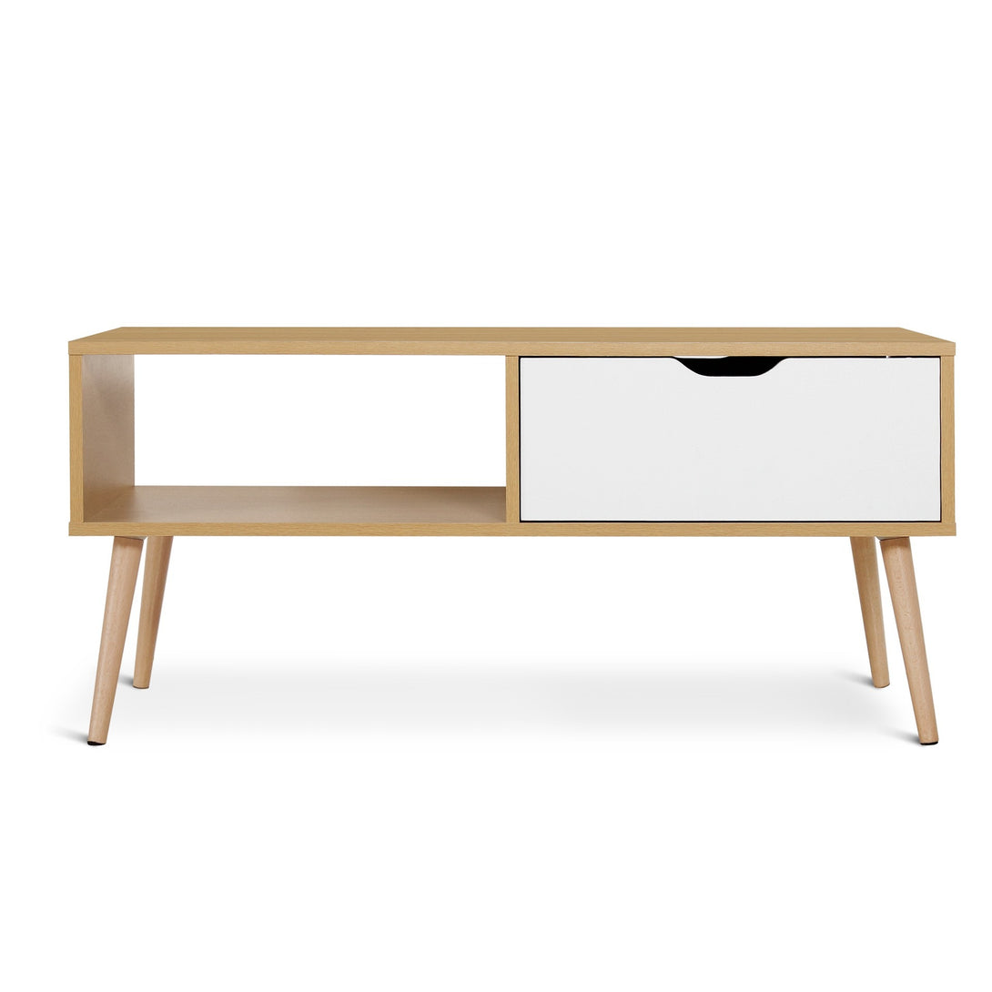 RILEY Wooden Coffee Table - Maple + White