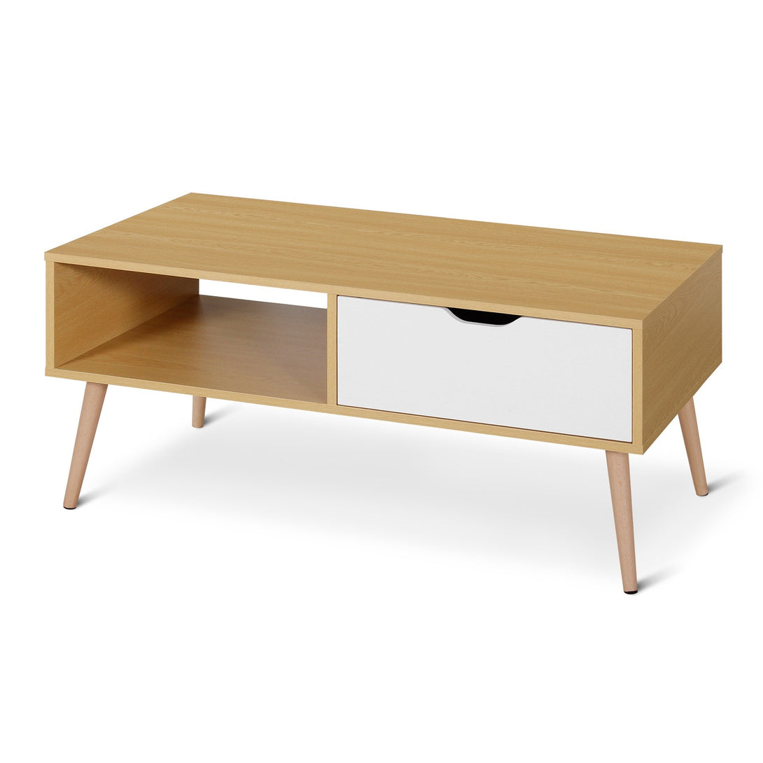 RILEY Wooden Coffee Table - Maple + White