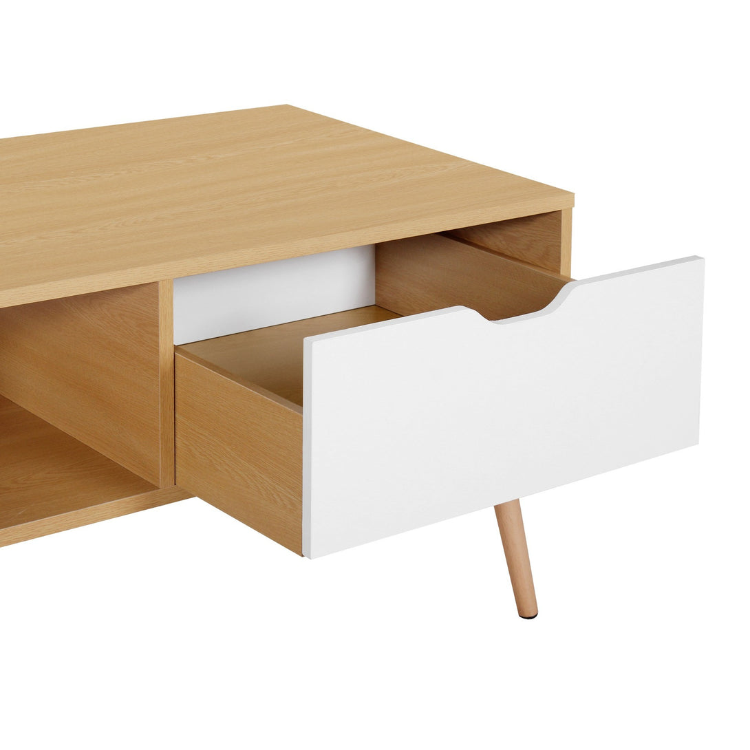 RILEY Wooden Coffee Table - Maple + White