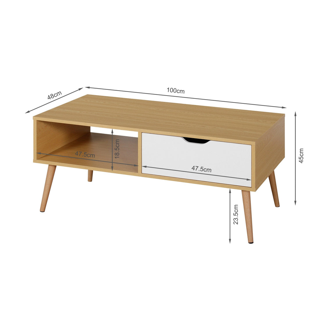 RILEY Wooden Coffee Table - Maple + White