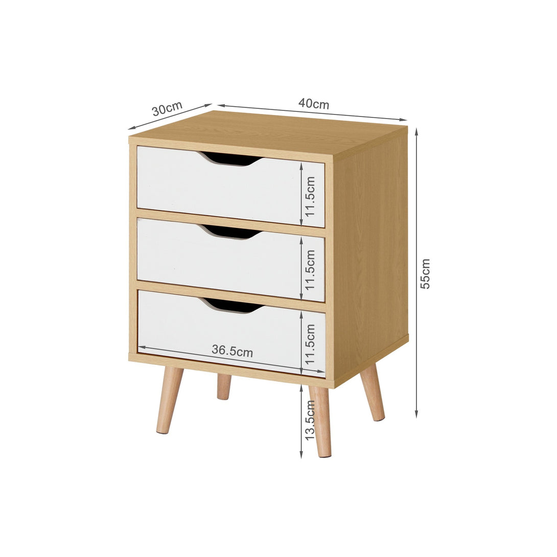 DREW Bedside Table - Maple + White
