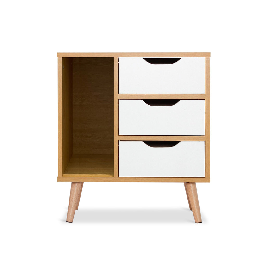 LUCA Bedside Table - Maple + White