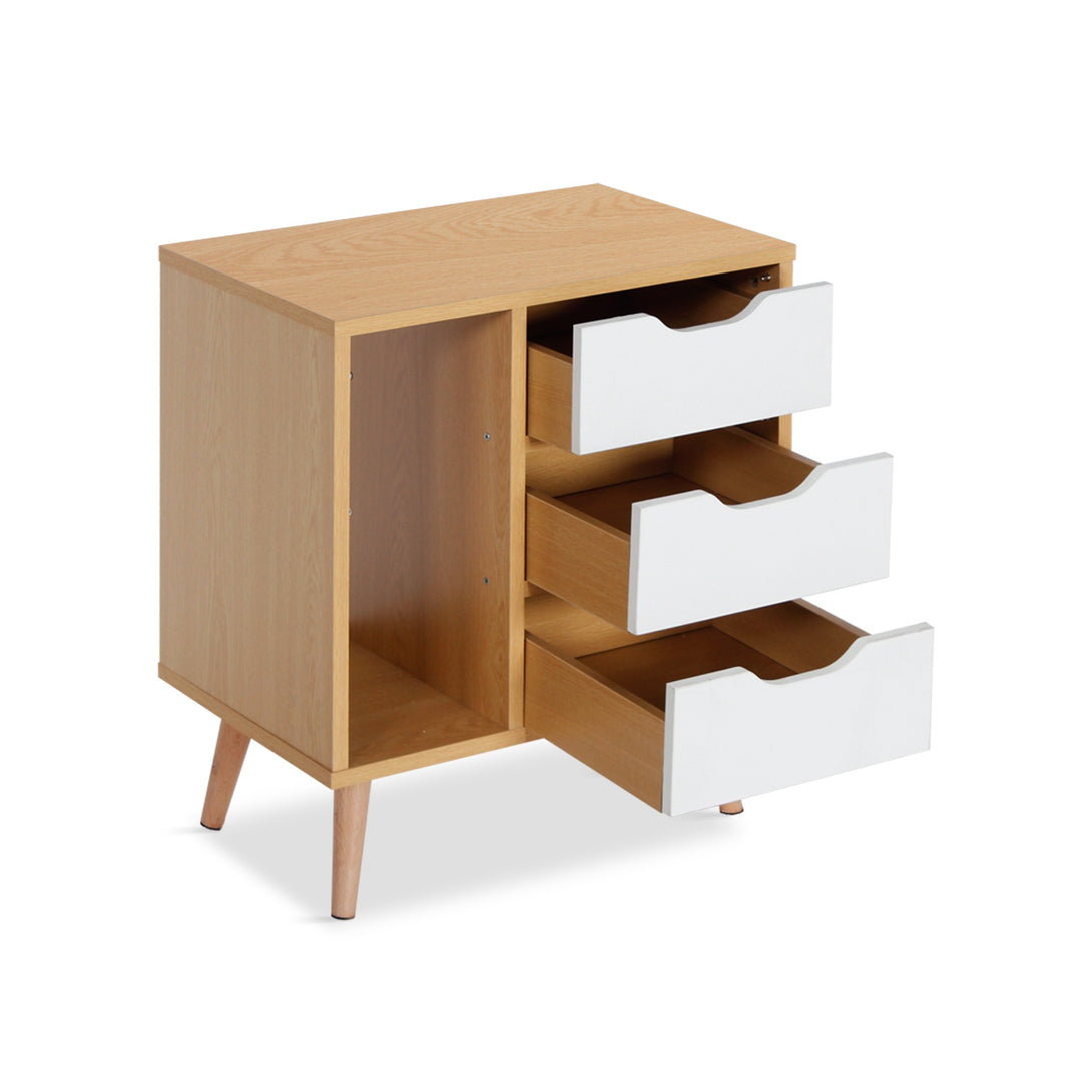 LUCA Bedside Table - Maple + White