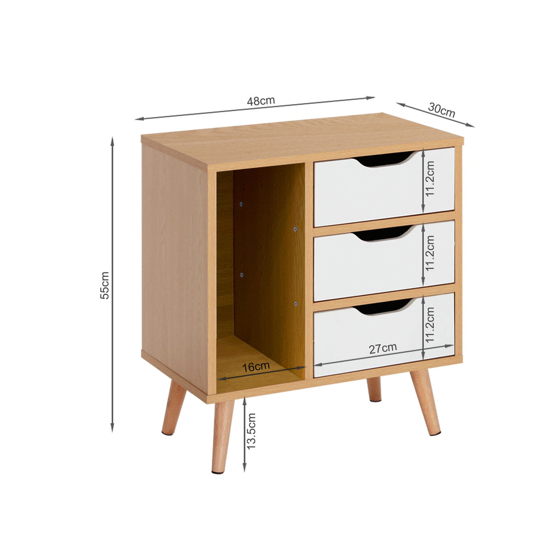 LUCA Bedside Table - Maple + White