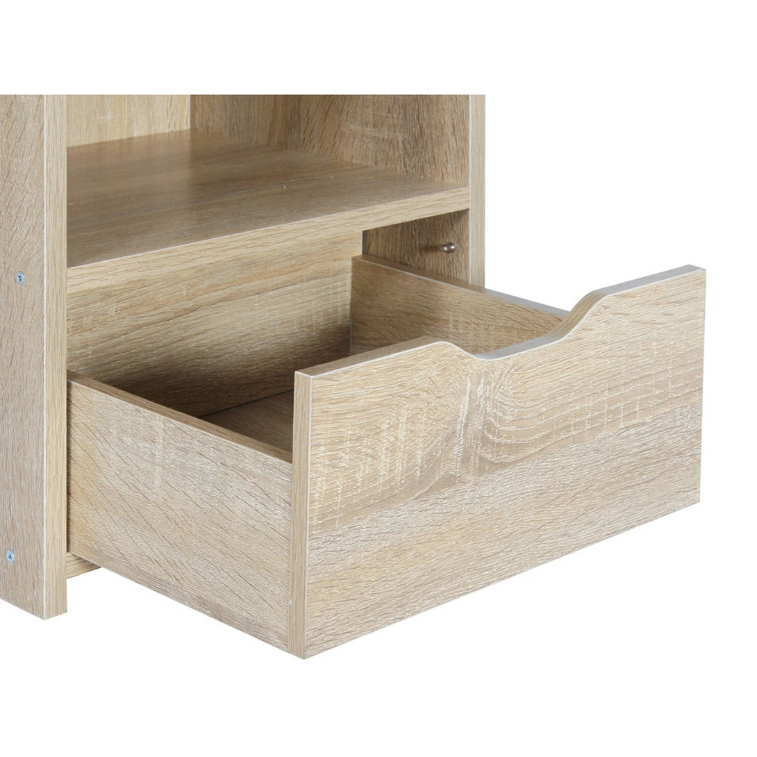 VIVIAN Bedside Table with Shelves - Oak