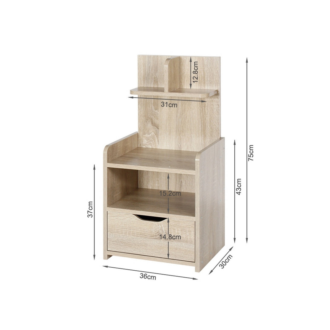 VIVIAN Bedside Table with Shelves - Oak
