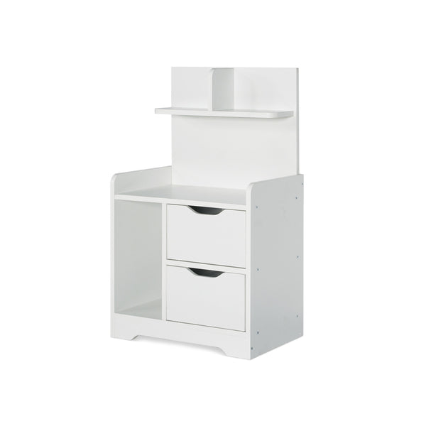 FINN Bedside Table with Shelves - White