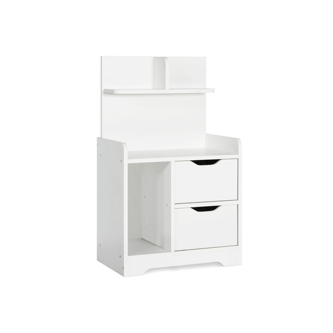 FINN Bedside Table with Shelves - White