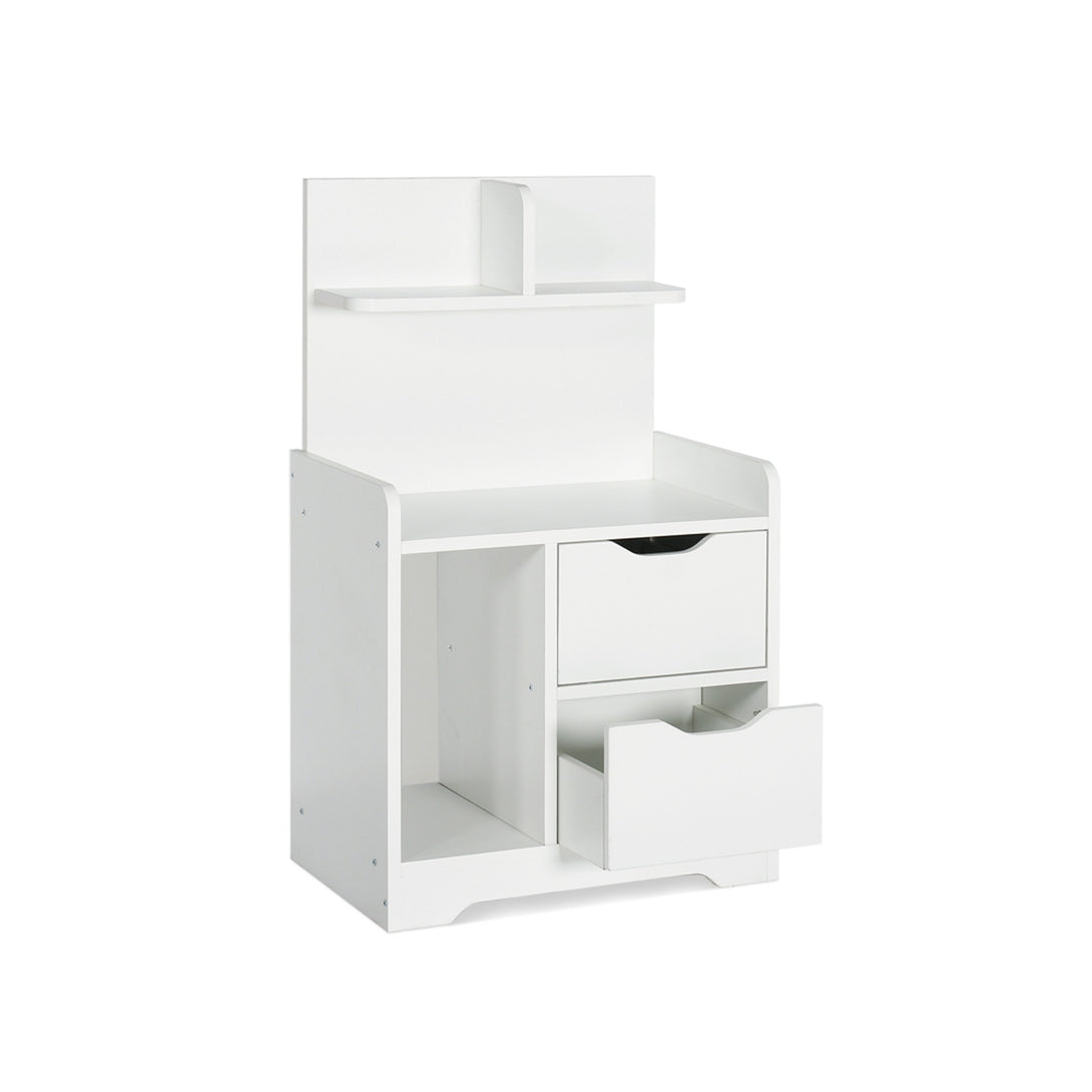 FINN Bedside Table with Shelves - White