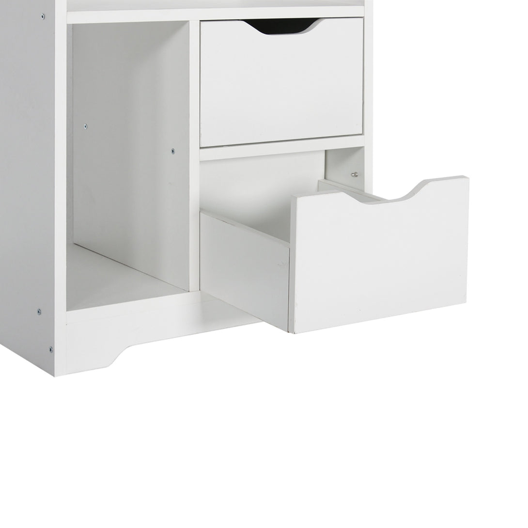 FINN Bedside Table with Shelves - White