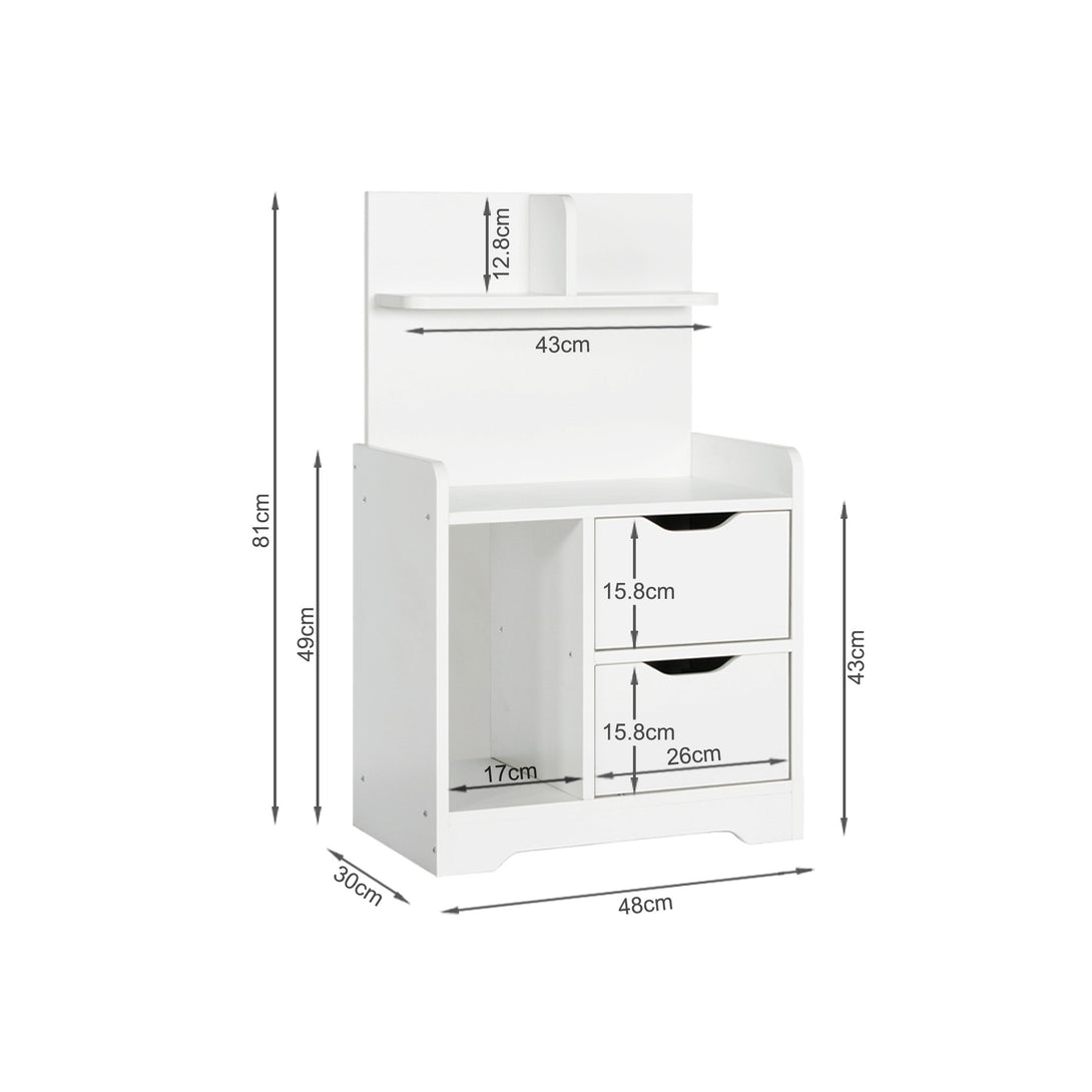 FINN Bedside Table with Shelves - White