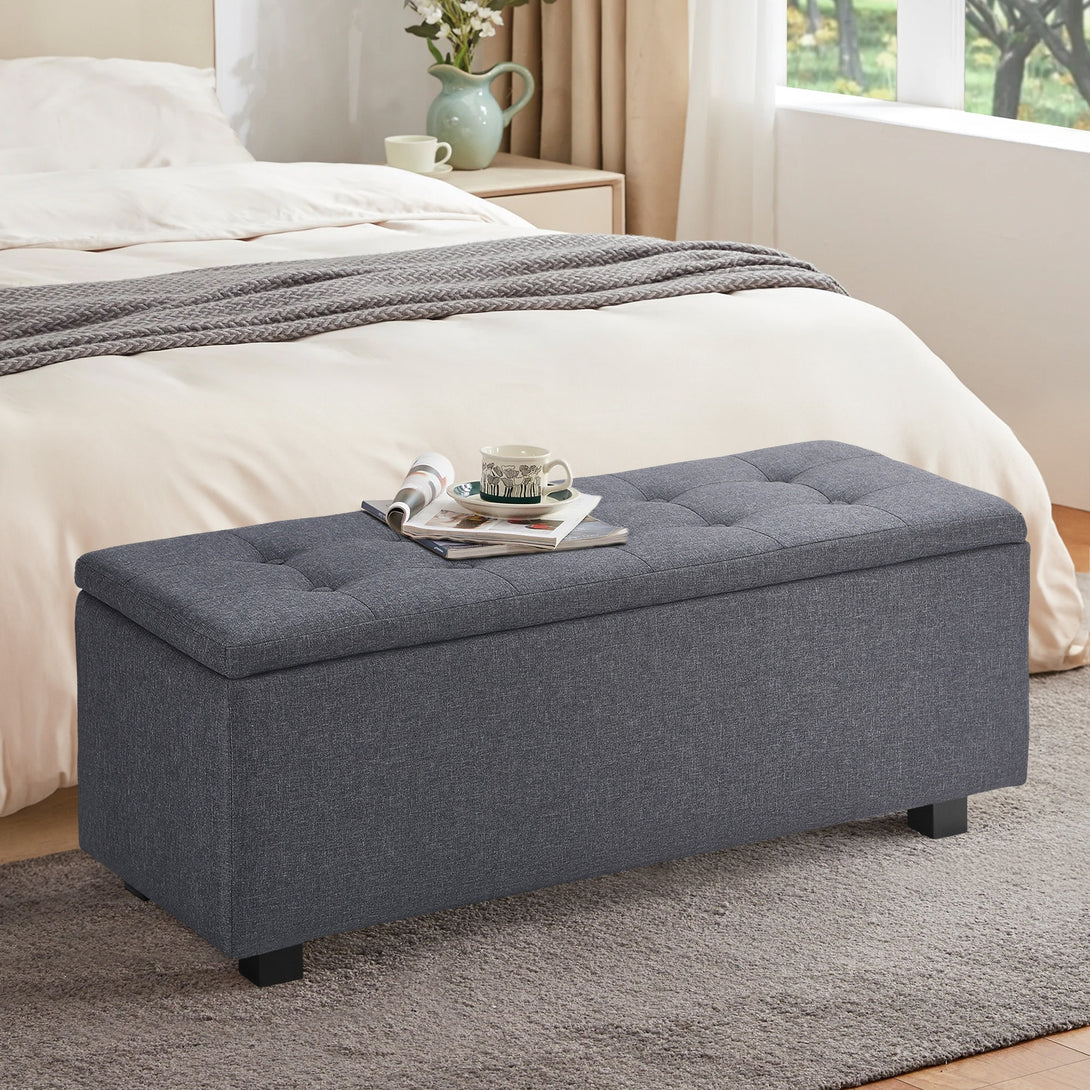 Alexander Storage Ottoman Bench - Dark Grey 