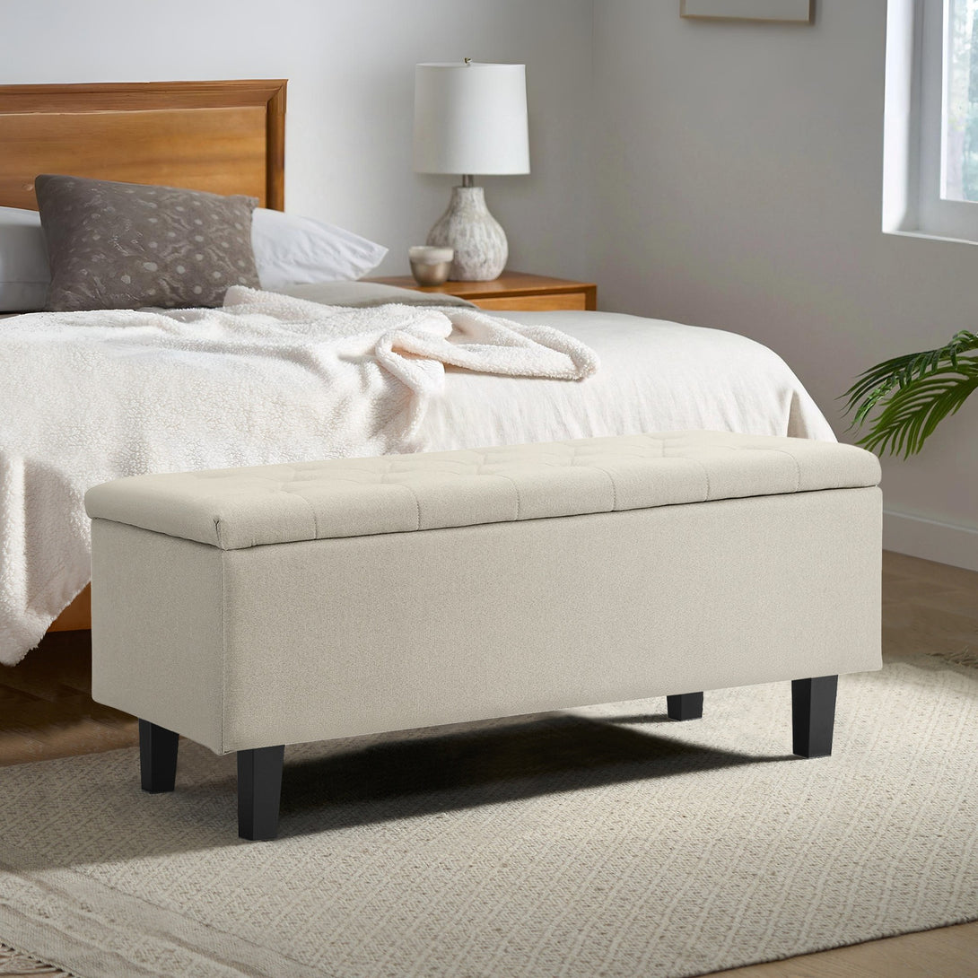 Sebastian Storage Ottoman Bench - Beige