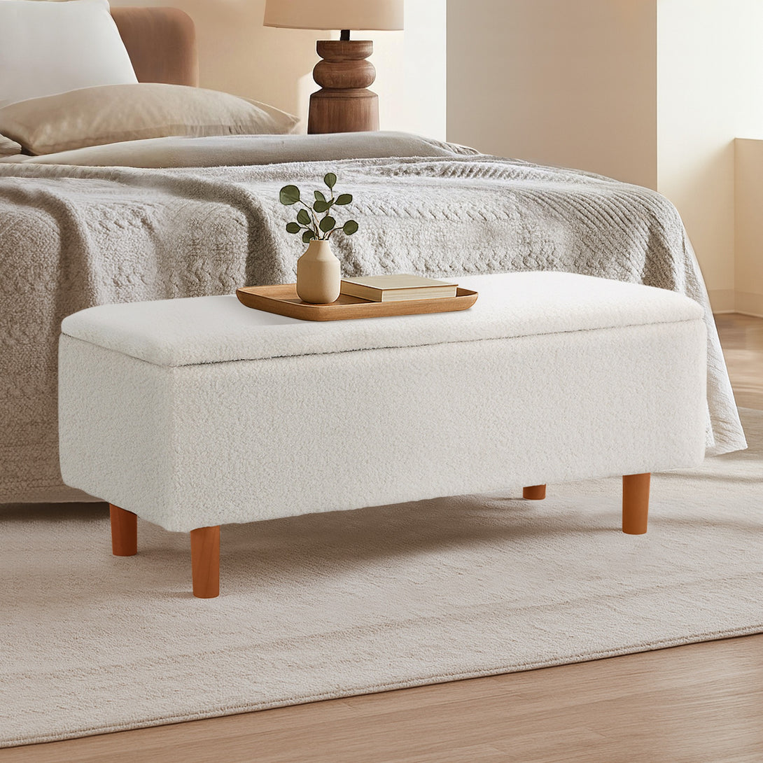 Theodore Storage Ottoman Bench - White