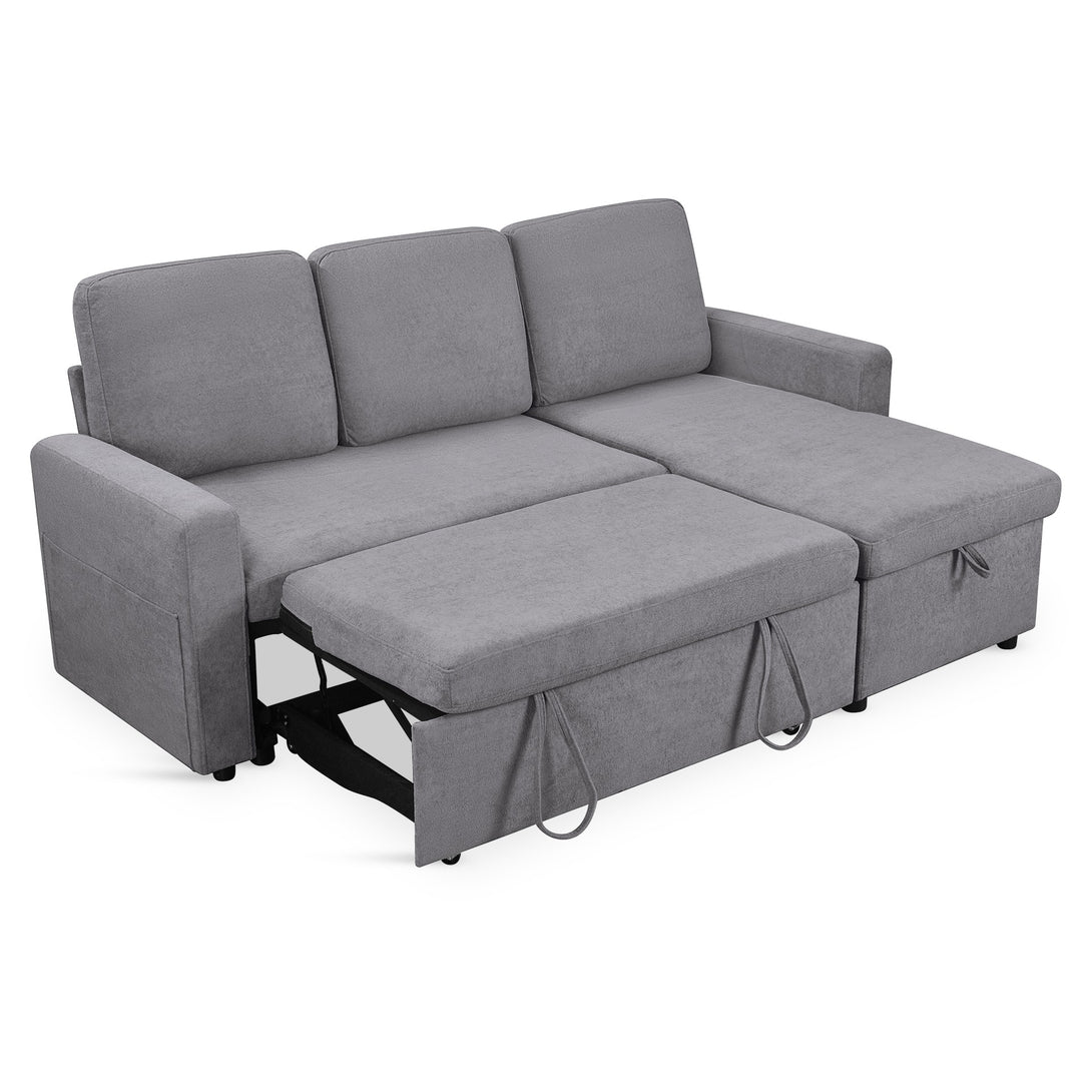 Amy 3 Seater Sofa Bed with Storage - Light Grey