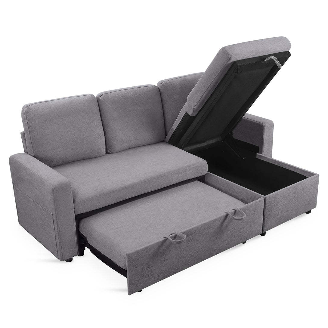 Amy 3 Seater Sofa Bed with Storage - Light Grey