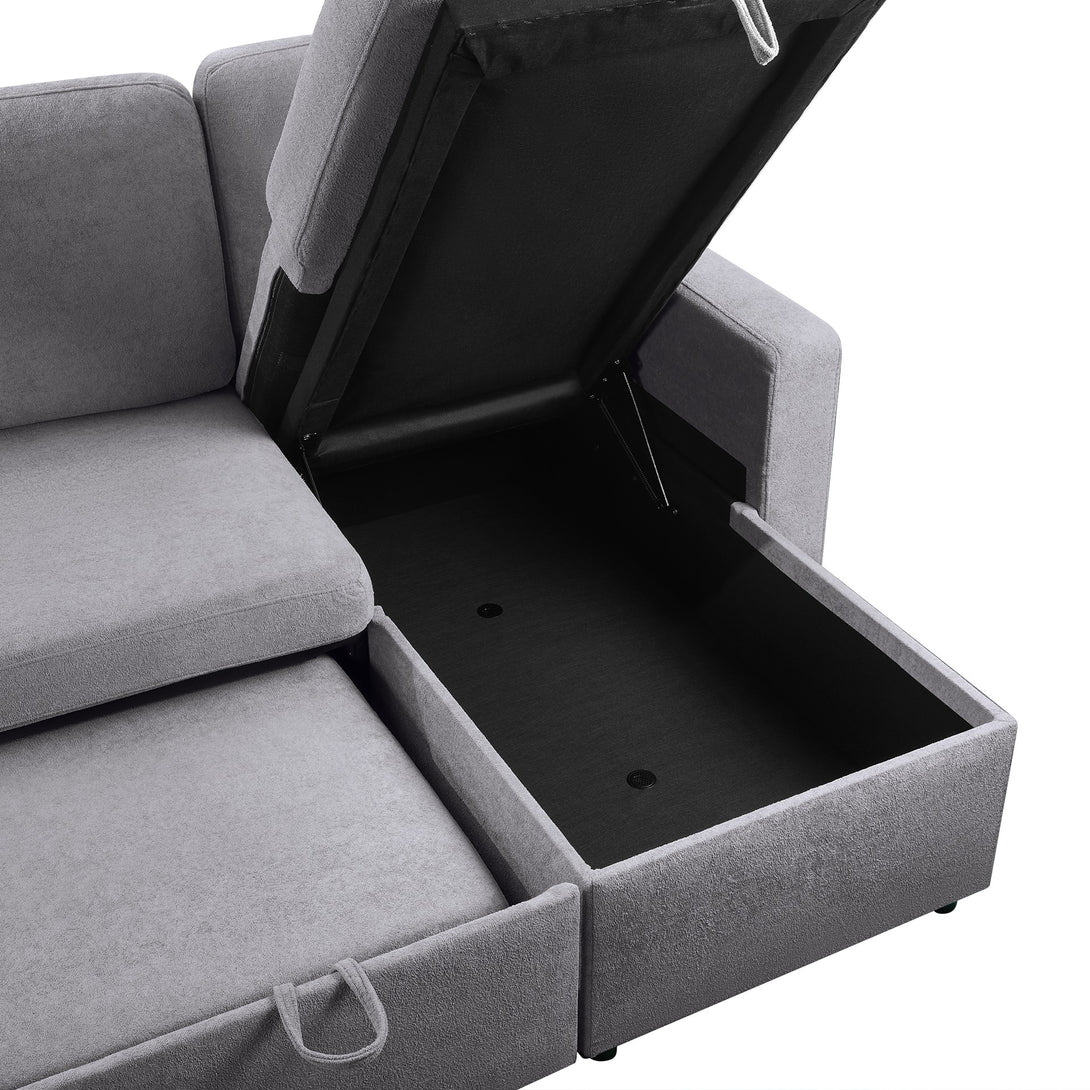 Amy 3 Seater Sofa Bed with Storage - Light Grey