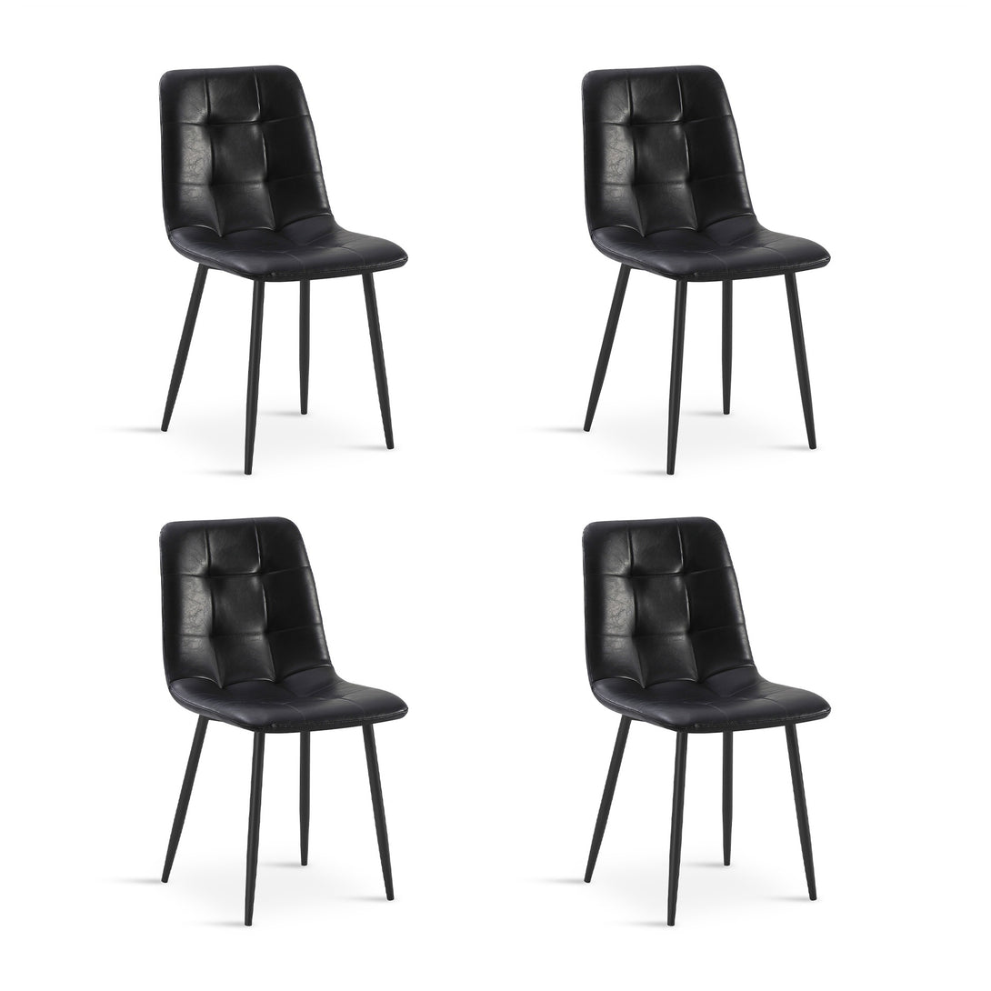 David PU Leather Dining Chair - Set of 4 - Black