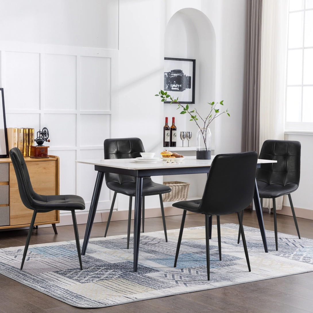 David PU Leather Dining Chair - Set of 4 - Black