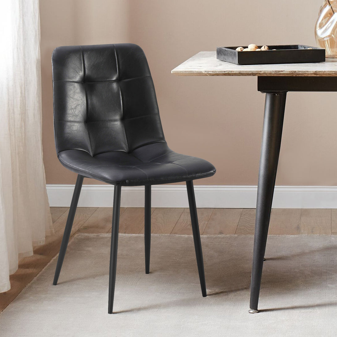 David PU Leather Dining Chair - Set of 4 - Black