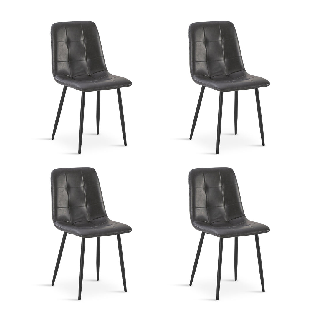 David PU Leather Dining Chair - Set of 4 - Grey