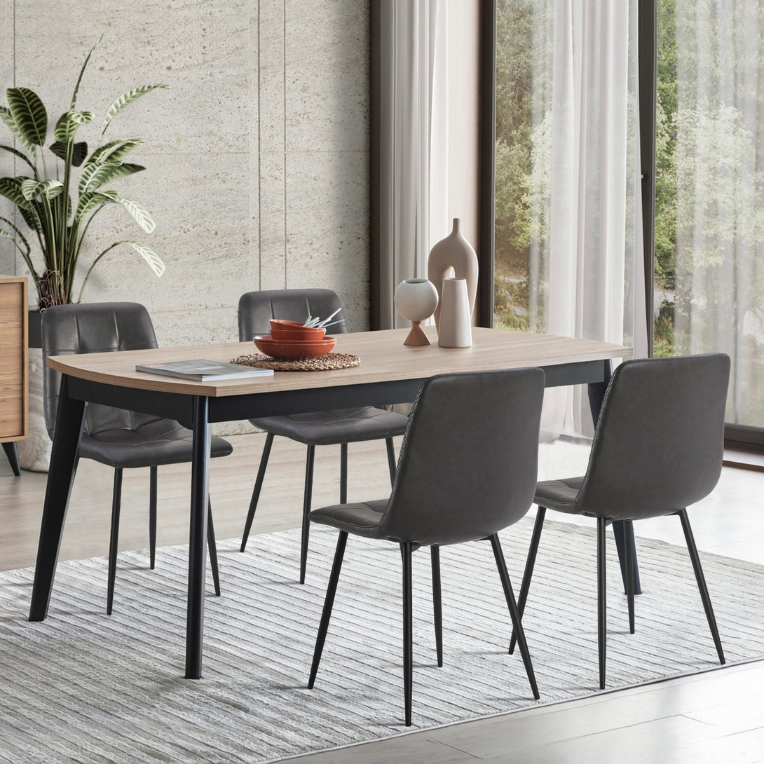 David PU Leather Dining Chair - Set of 4 - Grey