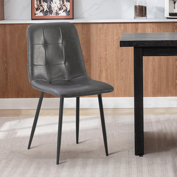 David PU Leather Dining Chair - Set of 4 - Grey